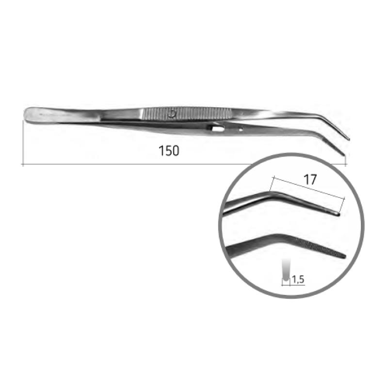 Пінцет Лондон-Коледж зігнутий, 15 см, SD-0007-05